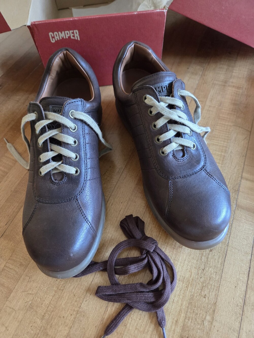 Camper Pelotas Ariel NWT Men’s Brown Leather Shoes with Cream & Brown Laces US10 - Picture 5 of 12
